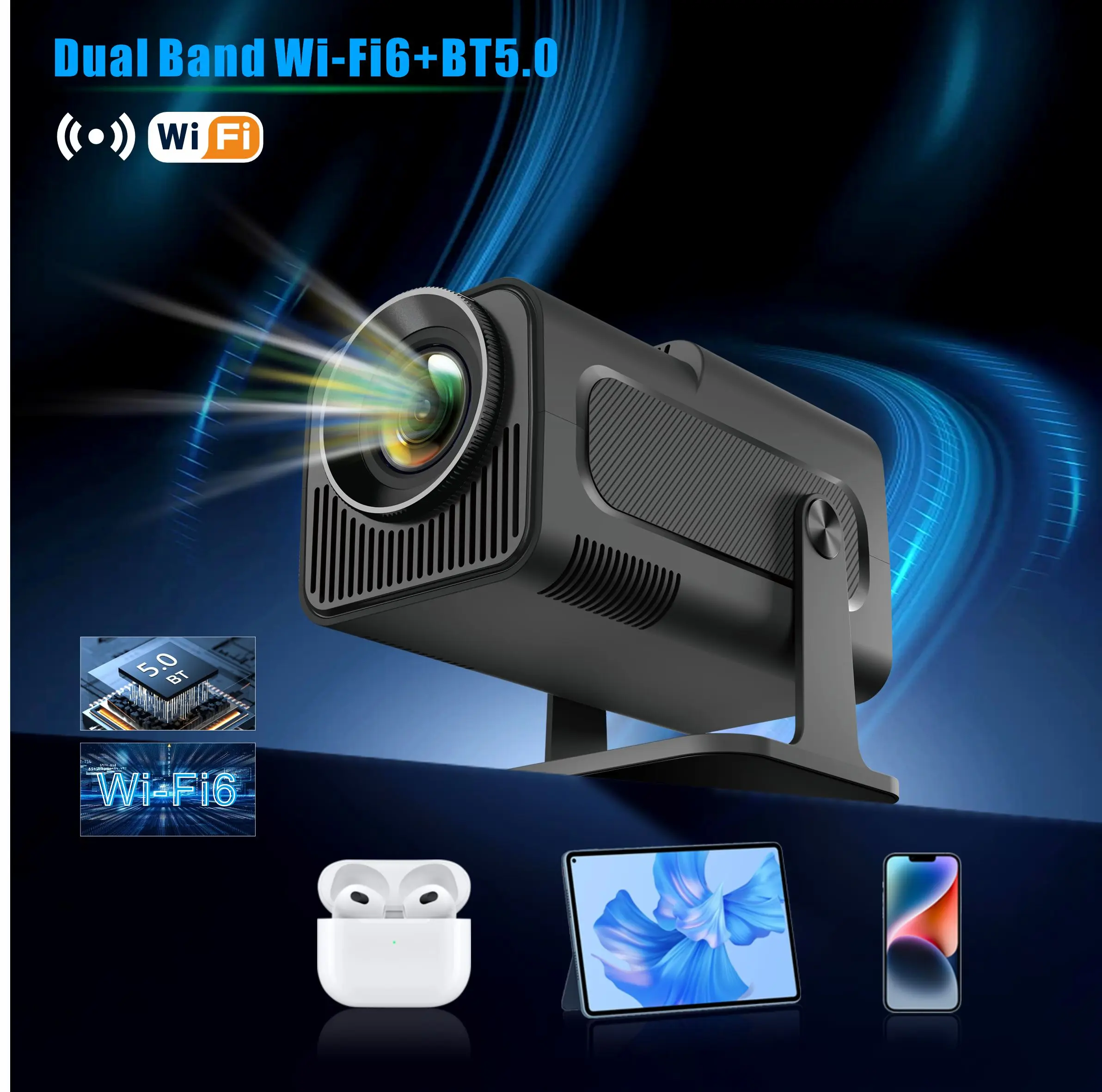 Salange-4KプロジェクターHY320 Salange 2024 Mini Portable Projector HY320 - 1080P Smart Projector