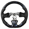 Smooth Leather+Forged Carbon Fiber+blue Stitching