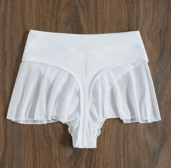 NEW STOCK Two Colors Thong Bikini Bottom Sheer Mesh Ruffle Skirt
