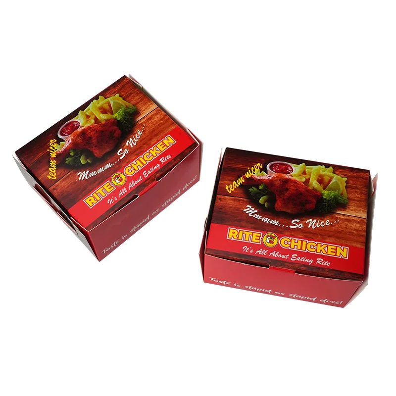 Factory Custom logo Design Burger and Fries Chicken Wing Packaging Box Take Out Korean Fried Chicken Boxes
