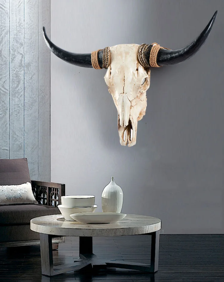 抽象骨動物の壁飾り - 牛の頭の彫刻 壁飾り アート＆コレクション用