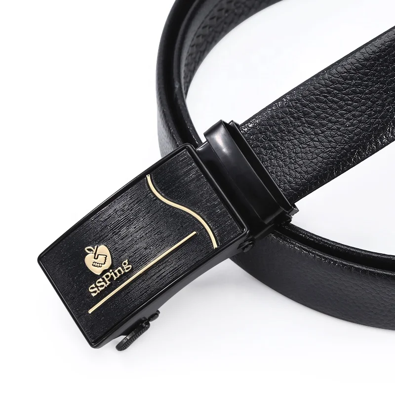 Hot Custom Male Iron Buckle Strap Black Sports Car Leisure Dress Belt Men Ratchet Slide Automatic Business Leather Belts Hot Custom Male Iron Buckle Strap Black Sports Car Leisure Dress Belt Men Ratchet Slide Automatic Business Leather Belts