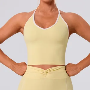 2026 New Arrival Halter Open Back Spaghetti Strap Breathable Quick Dry Workout Custom Gym Sports Fitness Yoga Bra