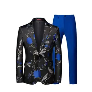 Men's Jacquard Fabric Two-Piece Business Casual Suit Waterproof Breathable Fashionable Color Plus Size Wedding Office Stage