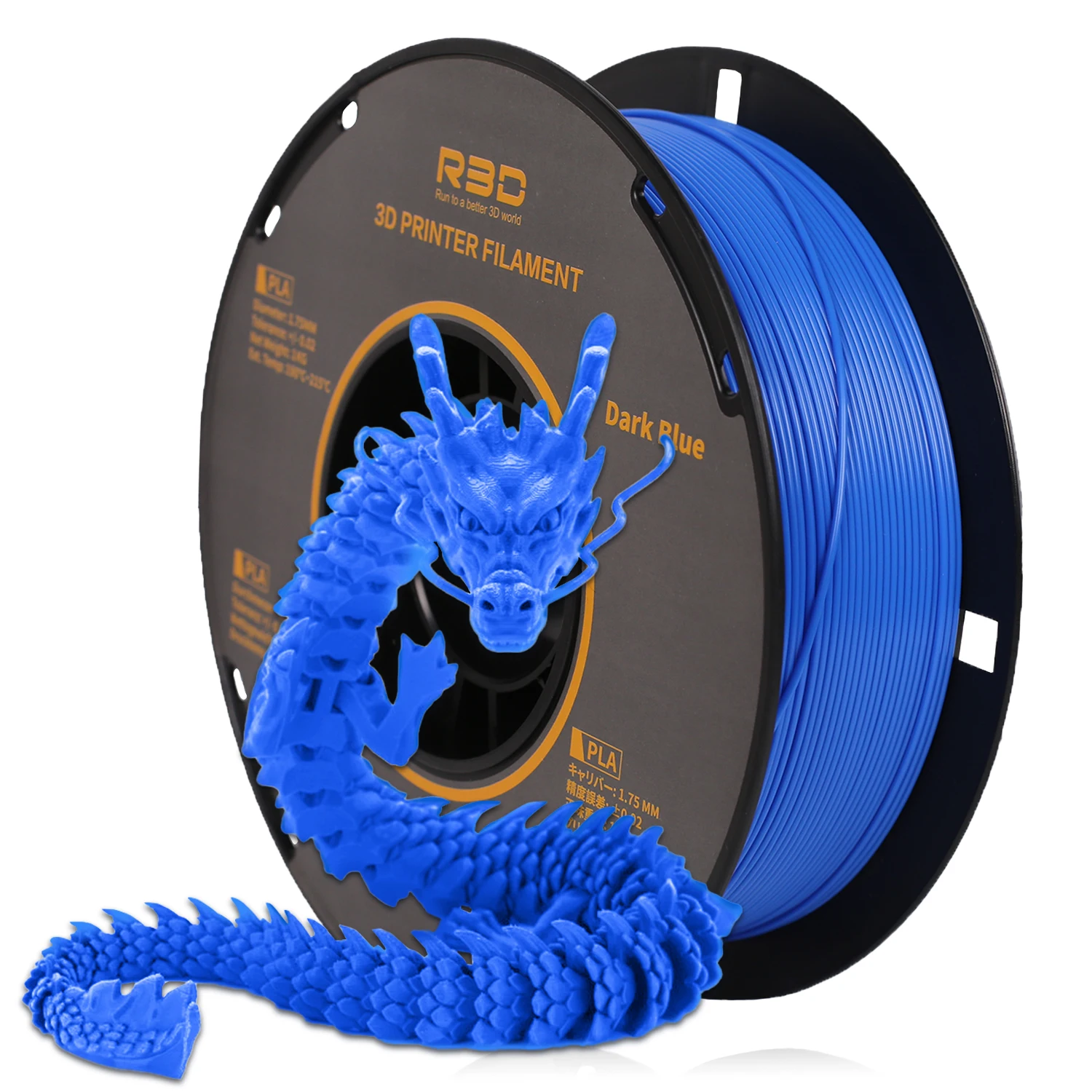 R3D PLA Filament Recycled Material 1kg 1.75mm Smooth Black Plastic for 3D Printer