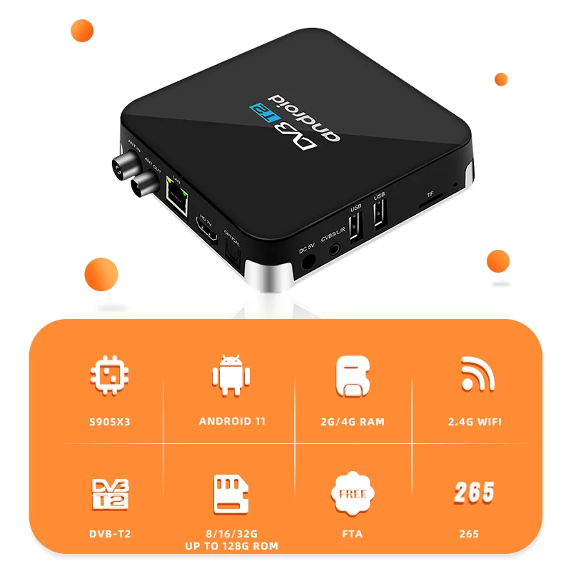 Advanced System HD TV Box 4K Digital DVB T2 Amlogic S905X3 Super Streaming Hybrid Android 2GB 16GB Internet T2 Decoder TV Box