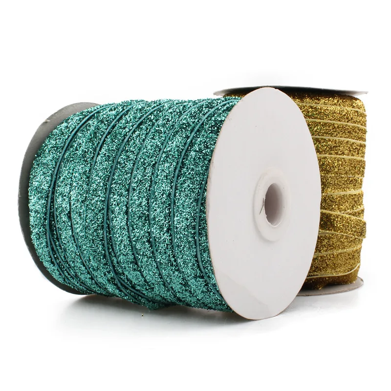 1cm Spandex Nylon Elastic Ribbon Gold Powder Gold Onion Wrapped Ribbon Girl Hair Band Accessories Accessories