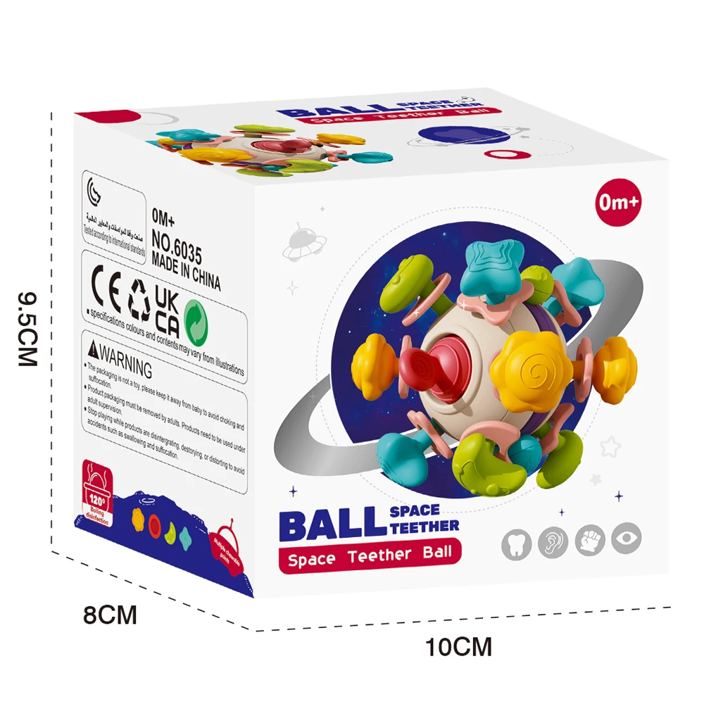 6 in 1 Multifunctional Baby Teether Ball  Silicone Soft Ball for Baby Grasping Sensory Activity Toy Rattle Toy for Baby