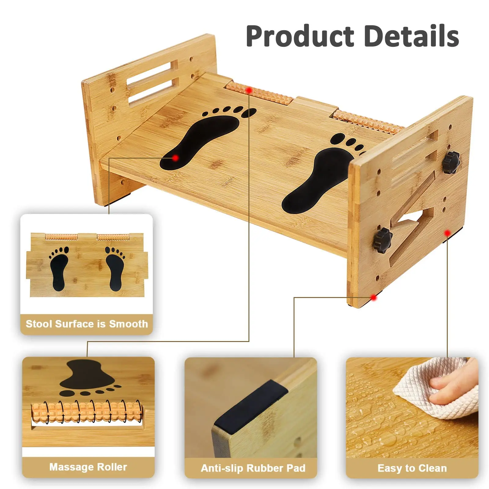 Poggiapiedi Ergonomico Con Massaggio A Rulli - Per Ufficio E Casa, Regolabile E Antiscivolo - Foto 9