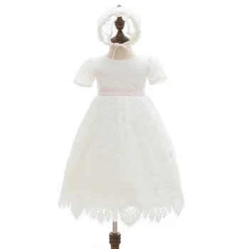 Newborn Baptism White Dress White Lace Bowknot Infant Girls 1st Birthday Party  For Baby Girl 3-6 months Baptism Dress