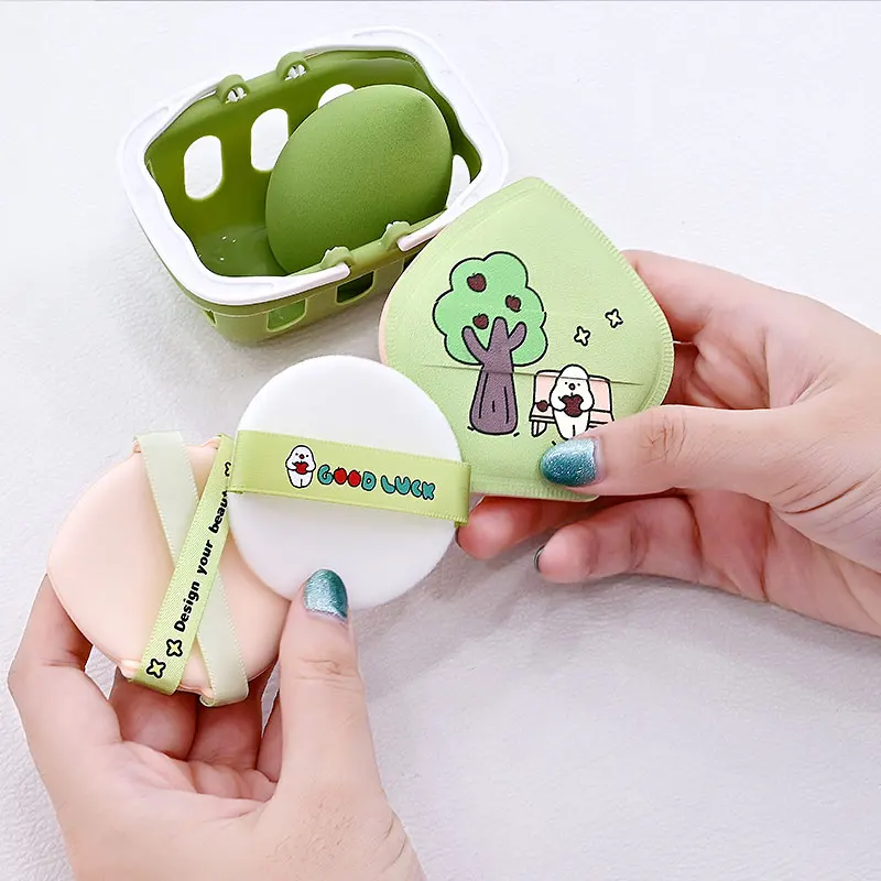 5Pcs Makeup Sponge Cosmetic Puffs Cute Facial Foundation Sponge Air Cushion Flocking Loose Powder Puff with Storage Box Hc9685a7247974f26b0e1b0fa53f5b11ev