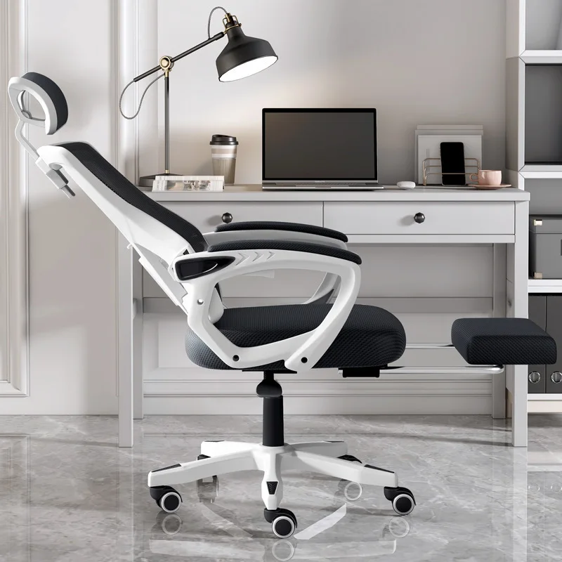 Factory Direct Price White Color Plastic Mesh Chair Computer Chair Office Office Chair with Footrest in Stock