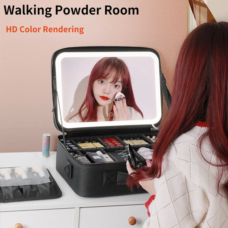 Portable Luxury Carrying Suit Vanity Case Mirror Travel Boxes Professional Cosmetic Organizer