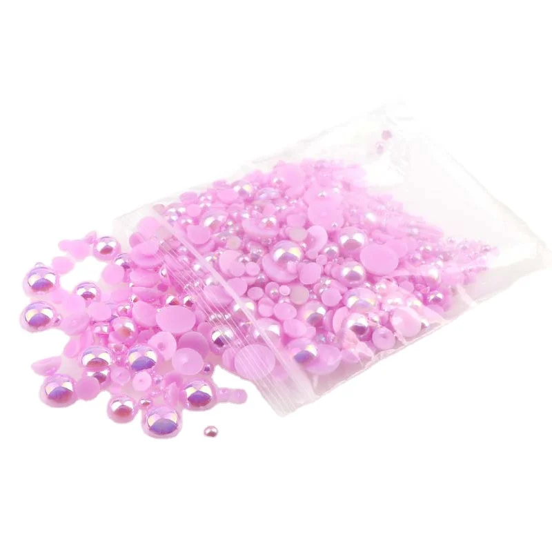 ABS AB Color Half Round Pearl Bead FlatBack Beads For Jewelry Making Craft Pearls Clothing Accessories