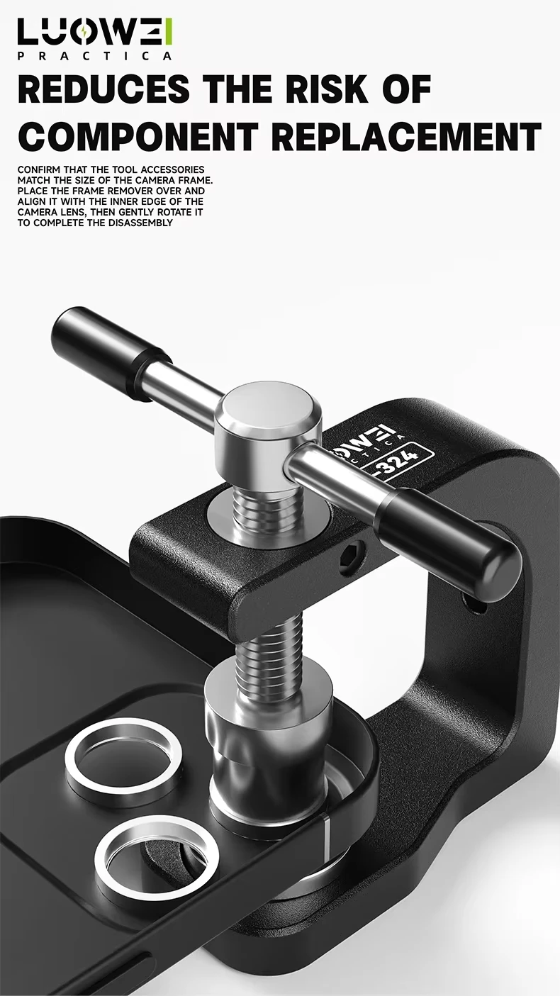 LUOWEI LW-324 Professional Camera Frame Repair Fixture Durable Aluminum Alloy Rear Camera Remover for Phone Repair Workshop