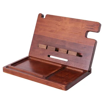 Custom Logo Man's gift Phone Holder Watch Holder table wooden Docking Station Desk Bedside Caddy Valet Tray Nightstand Organizer