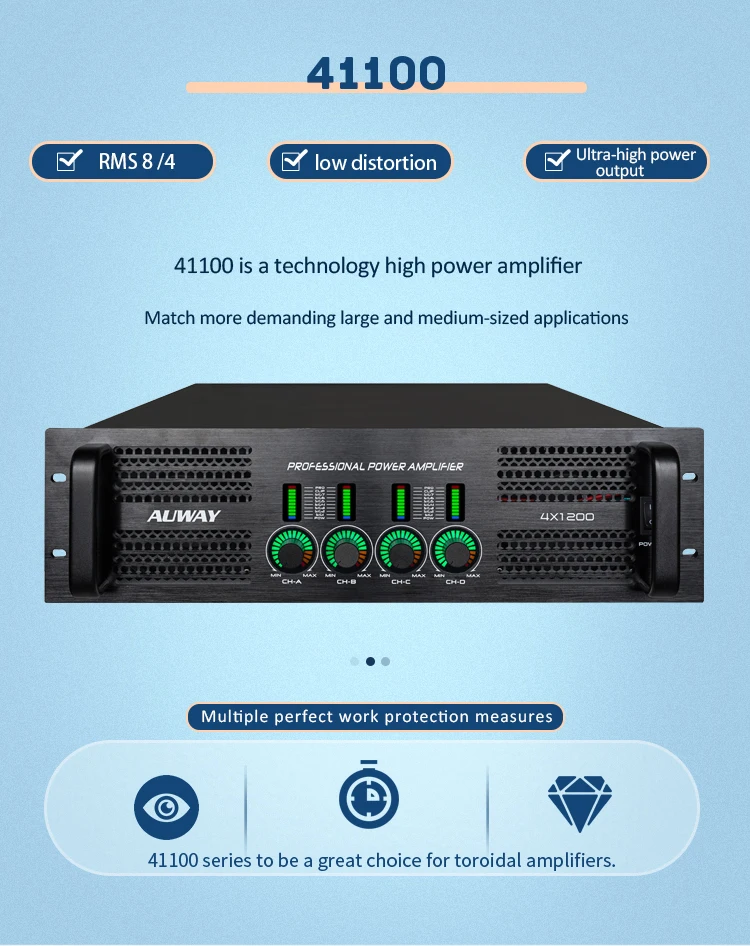 41100 Power Amplifier Class H 3u 4 Channel Digital Stereo Power