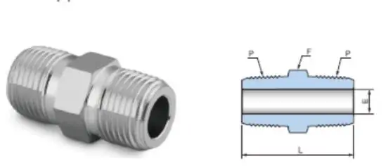 TOBO Nipple Connector Pipe Fittings NPT Stainless Steel 316 Double Male Thread Forged Fittings 1/2 Male Equal