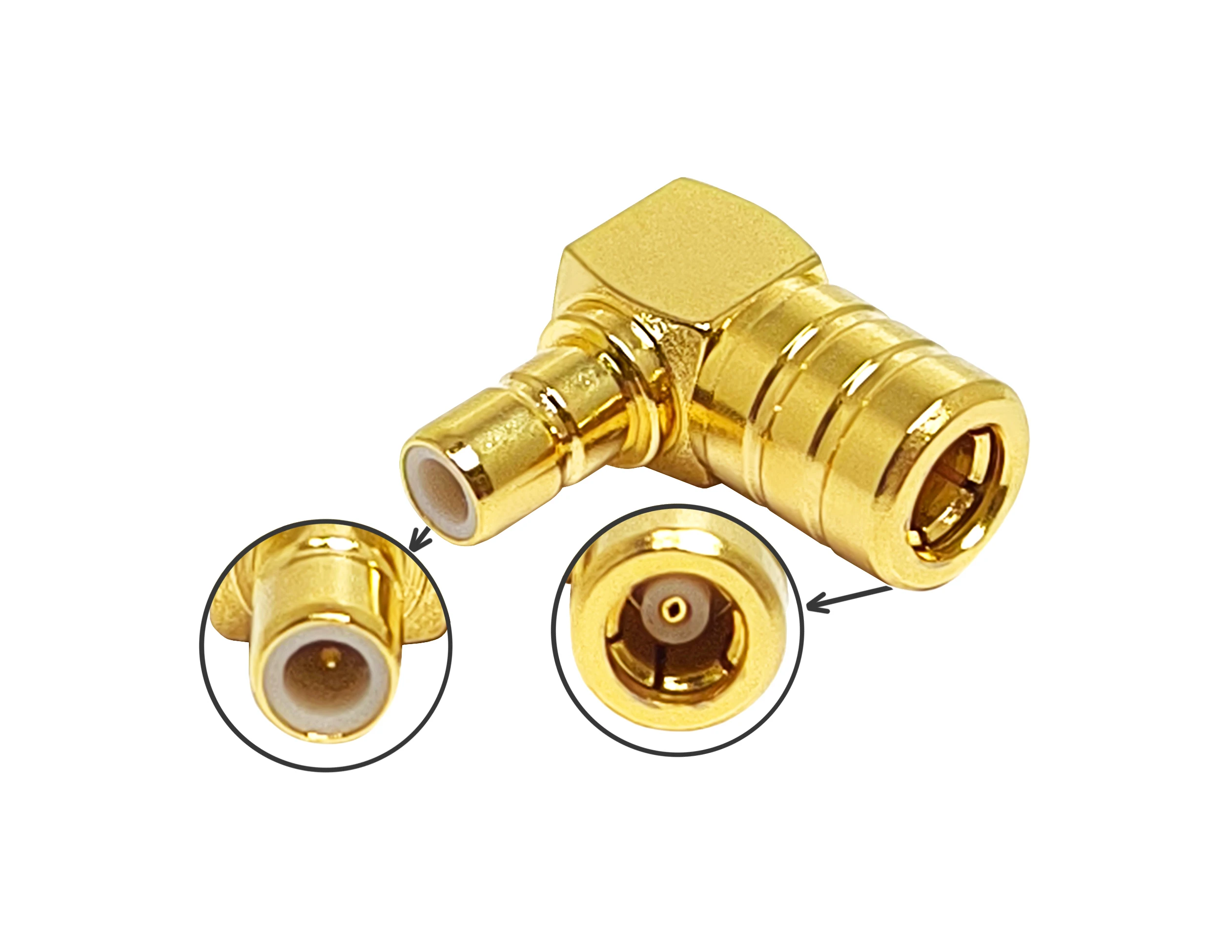 Gold Plated SMB Male Right Angle to SMB Female Adaptor Connector
