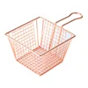 Cesta para freír grande con malla gruesa cuadrada (oro rosa)