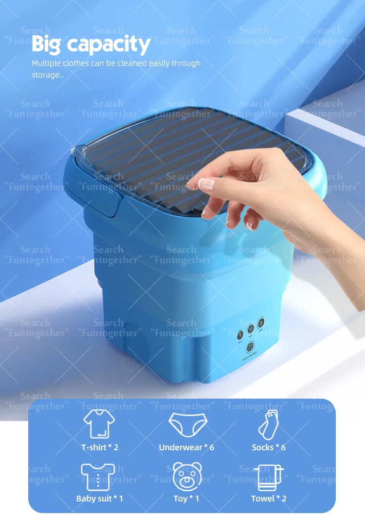 Private Label Electric Camping Clothes Washer Small Portable Folding