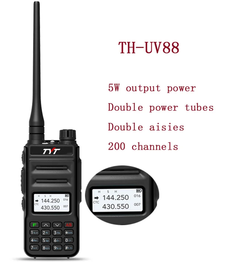 
Двухдиапазонный TYT горячая Распродажа TH-UV88 ham Радио 5 Вт FM радио с DTMF и скремблер Функция 