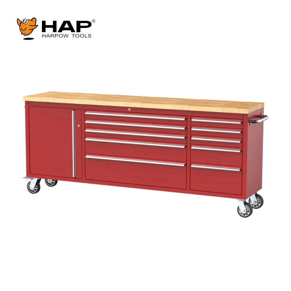 Widely Use Good Performance Wooden Worktop Work Bench Tool Cabinet on Wheels