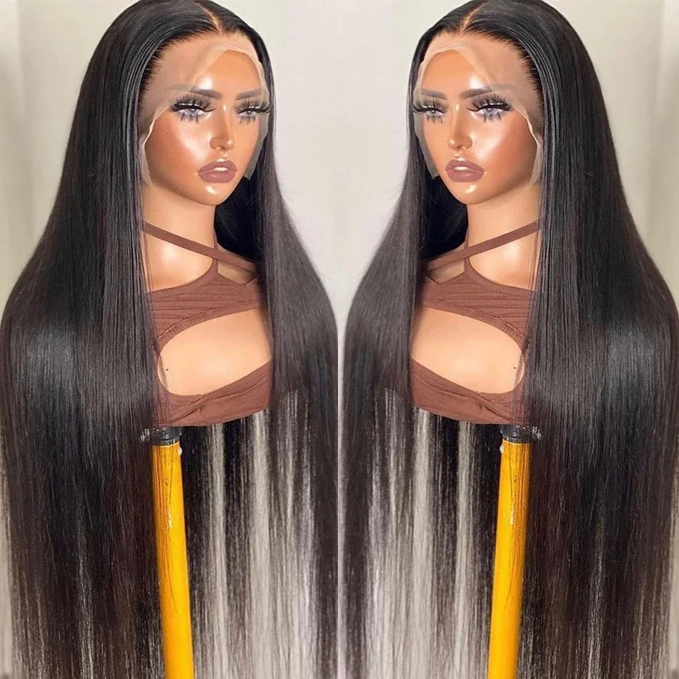 Parrucca frontale in pizzo trasparente HD Remy brasiliano dritto 13x6 per capelli umani da 30 a 32 pollici, parrucche frontali in pizzo dritto 360 per donne_voghion.com