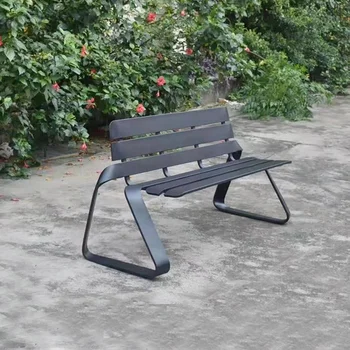 モダンな屋外ステンレス鋼フレーム湾曲した脚の金属製の座席公園の