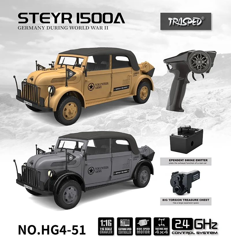 HG HG4-51 TRASPED STEYR Command Vehicle 1:18 RC Car 4WD