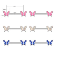 Set 10 Multicolored Vintage Butterfly Camo Nipple Rings 316L Steel Barbells Sexy Personalized Wedding Design for Women Children