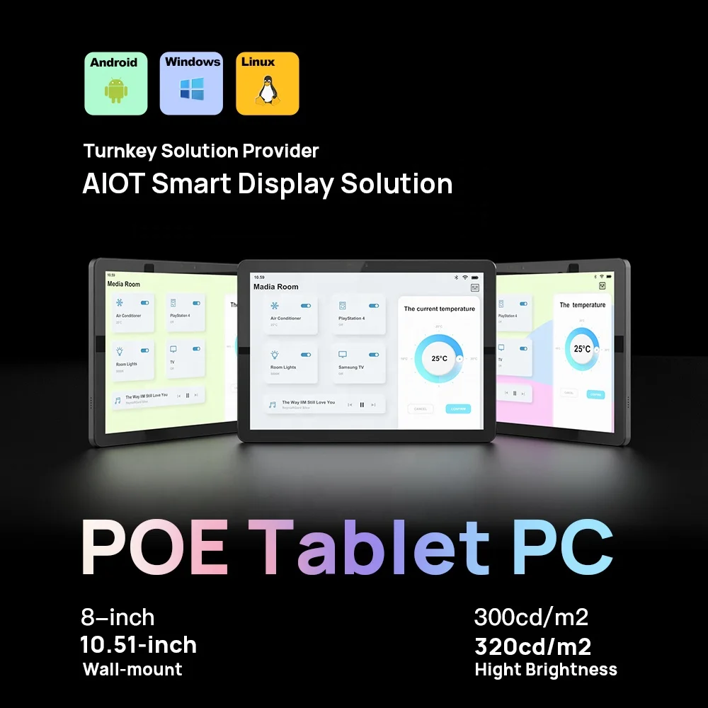 Wall Tablet POE Android Mounted Tablet Smart Home Control Panel Matter Thread Tablet Touch Screen Displays Zigbee Smart Switch