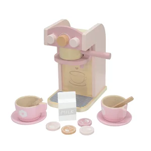 Montessori Wooden Coffee Machine Kitchen Toys Educational Multifunctional Pretend Play Wood Toys Kids