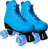 Ruedas con luces azules intermitentes.