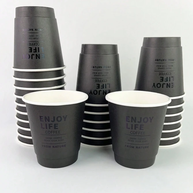 Disposable Double Wall Insulated Coffee Paper Cup With Lids Double Wall  Coffee Cups for Beverages Use