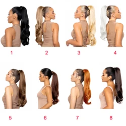 20 дюймов синтетический натуральный волнистый шиньон обернуть вокруг конский хвост волосы для наращивания