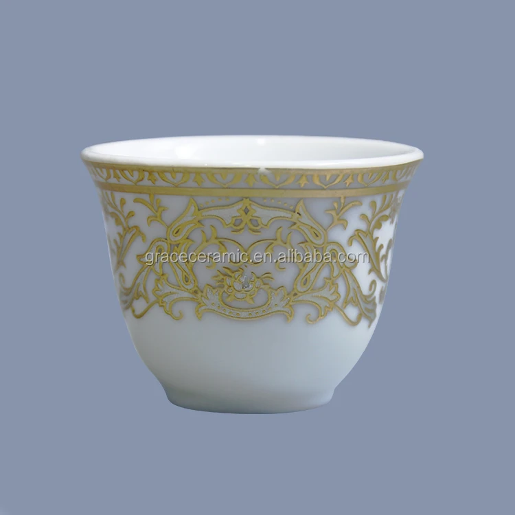Wholesale Cheap Custom Printing Gold Silver Ceramic 12 Pcs Cawa Cups Set for Arabic