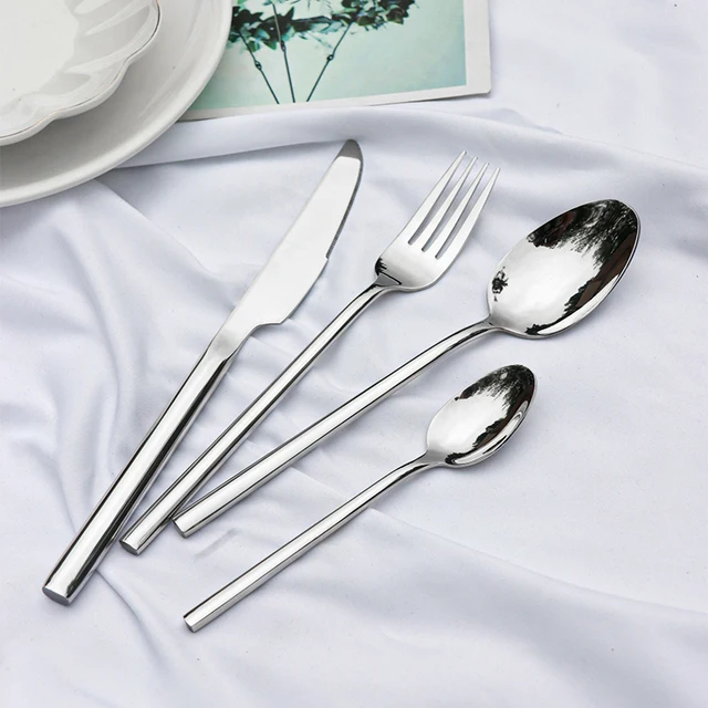 18/10 High quality Talheres thick round handle stainless steel flatware cutlery luxury wedding knife spoon fork