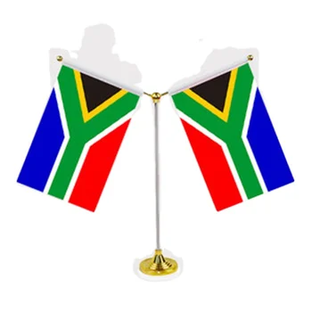 Customized  South Africa High Quality Double sided Mini 14*21cm Table Flag Small Table Flag Bright Table Flag