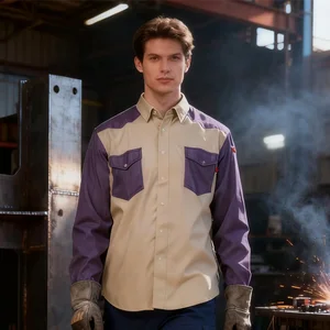 Breathable Fire Resistant Work Shirts 100% Cotton Durable Work Shirt for Safety Industrial Workwear Protective Men's Uniform