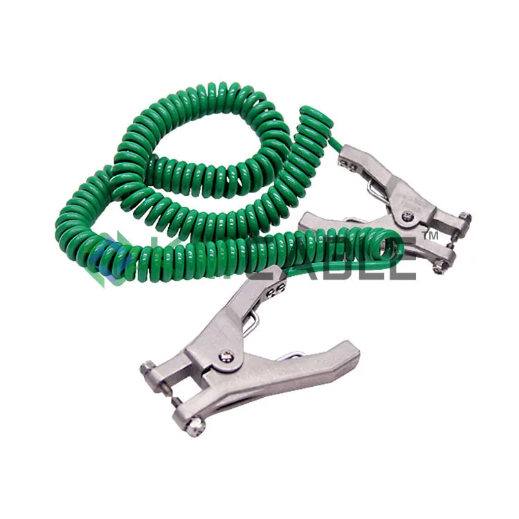Earth Connection Clamp With Spiral Power Cable Spring Cable Electrical Wires Static Grounding Clamps