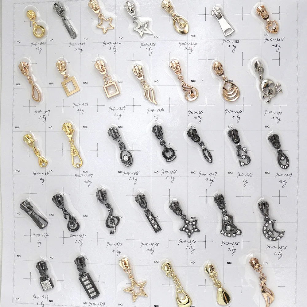Factory Custom Made Decorative Zipper Pull Zipper Slider Metal Designer Zipper Puller With Logo