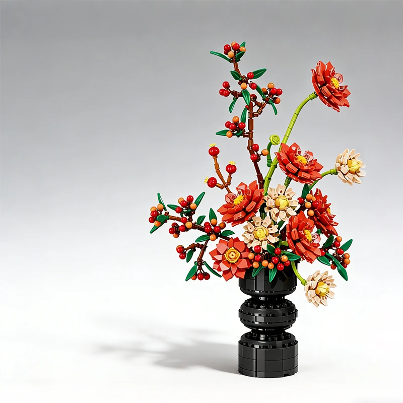 JJ9249 Red Dahlia Artificial Flower Building Blocks