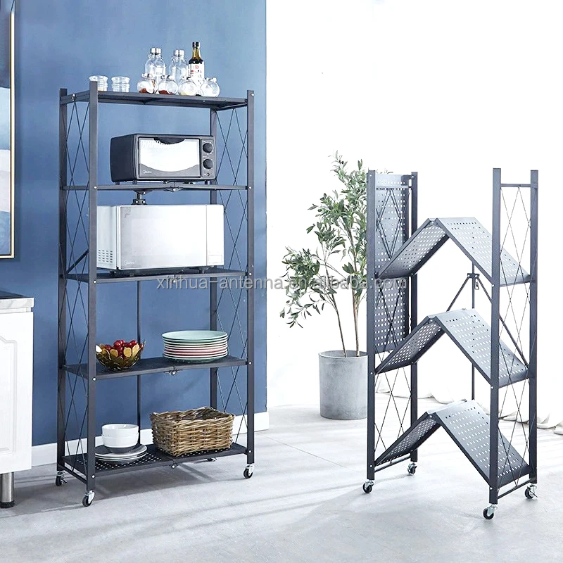 Folding Storage Modern Rolling and Island Foldable With Wheels Mobile bar Organizer Vintage Metal Wood Kitchen Cart