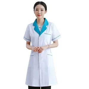 Wholesale New Design Short Sleeve Hospital Doctor and Nurse Uniforms Woven Fabric Lab Coats for Men and Women