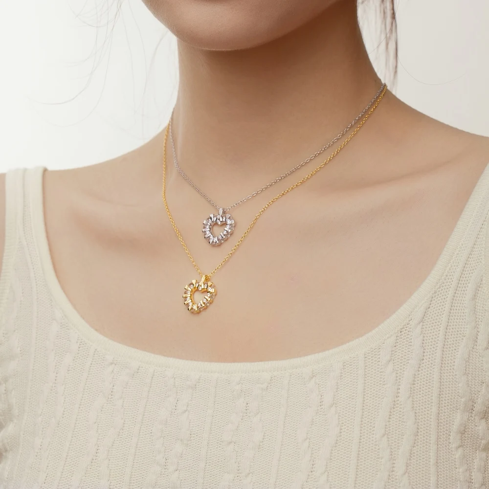 KAKODIY High Jewelry Rhodium 18K Gold Plated 925 Sterling Silver 5A Zirconia Love Pendant Necklace Christmas Gift detail 1