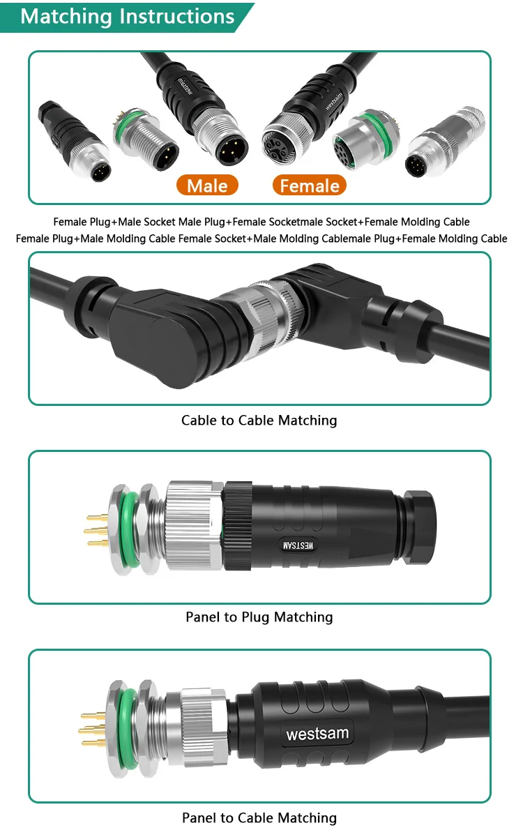 Manufacture OEM Waterproof Connector Male Female 3 4 Pin Welding IP67 M12 Assembly Plug S Code Sensor Connector