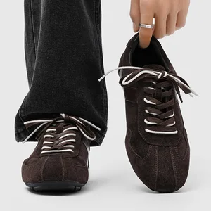 Brown Winter Casual Lace-Up Sneakers Men's German Training Commuter British Style Derby Versatile Shoes