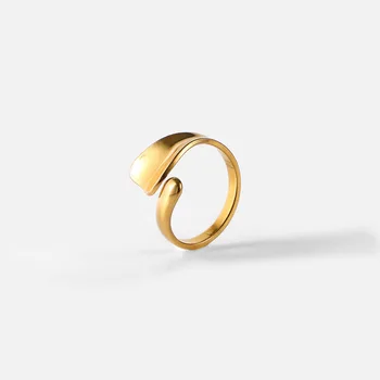 Stainless Steel Gold 18K Gold-plated Stainless Steel Special-Shaped Open Ring Geometric Shape Ring Female