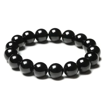 Mens Black Tourmaline Stone Protection Yoga Beaded Bracelets Black Tourmaline Agate Bead Stone Crystal Bracelets Agate Bracelets